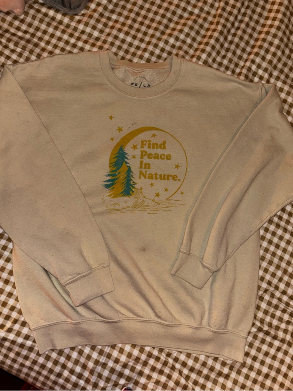 Women’s Cream 'Find Peace In Nature' Graphic crew neck